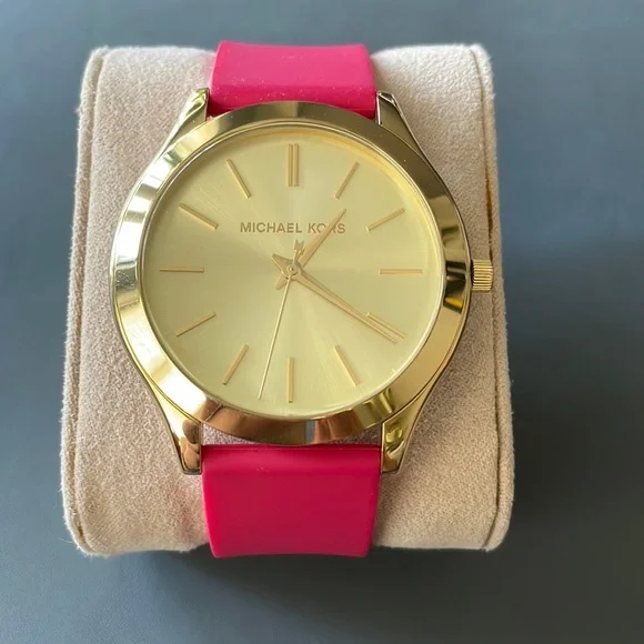 Michael Kors pink and gold slim runway watch - like new Michael Kors MK3264 Ladies Slim Runway Gold Pink Watch from  main image 3